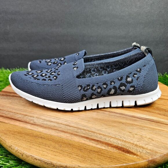 Cole Haan Zerogrand Stitchlite Women's Leopard Print Slip On Blue Flats Size 6.5 - Picture 5 of 11